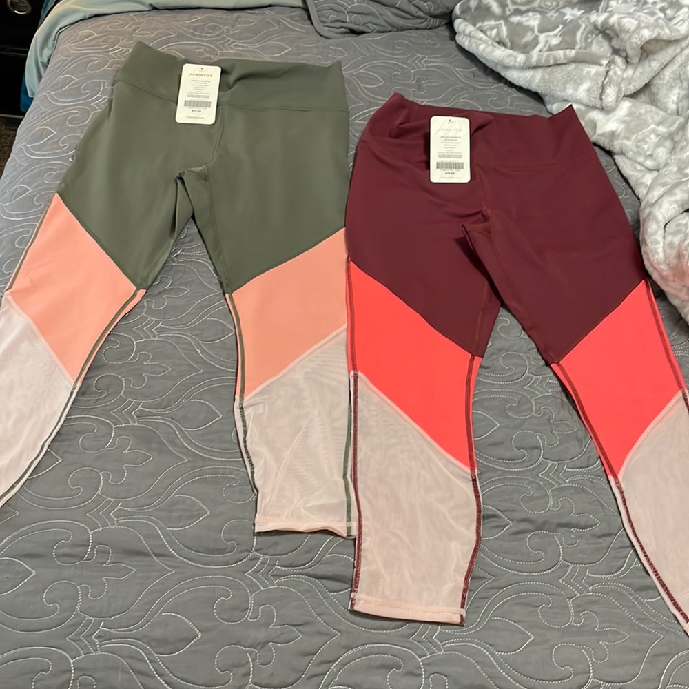 Lot of 2: Fabletics L zone high waisted 7/8 leggings. Gorgeous colors!!!
